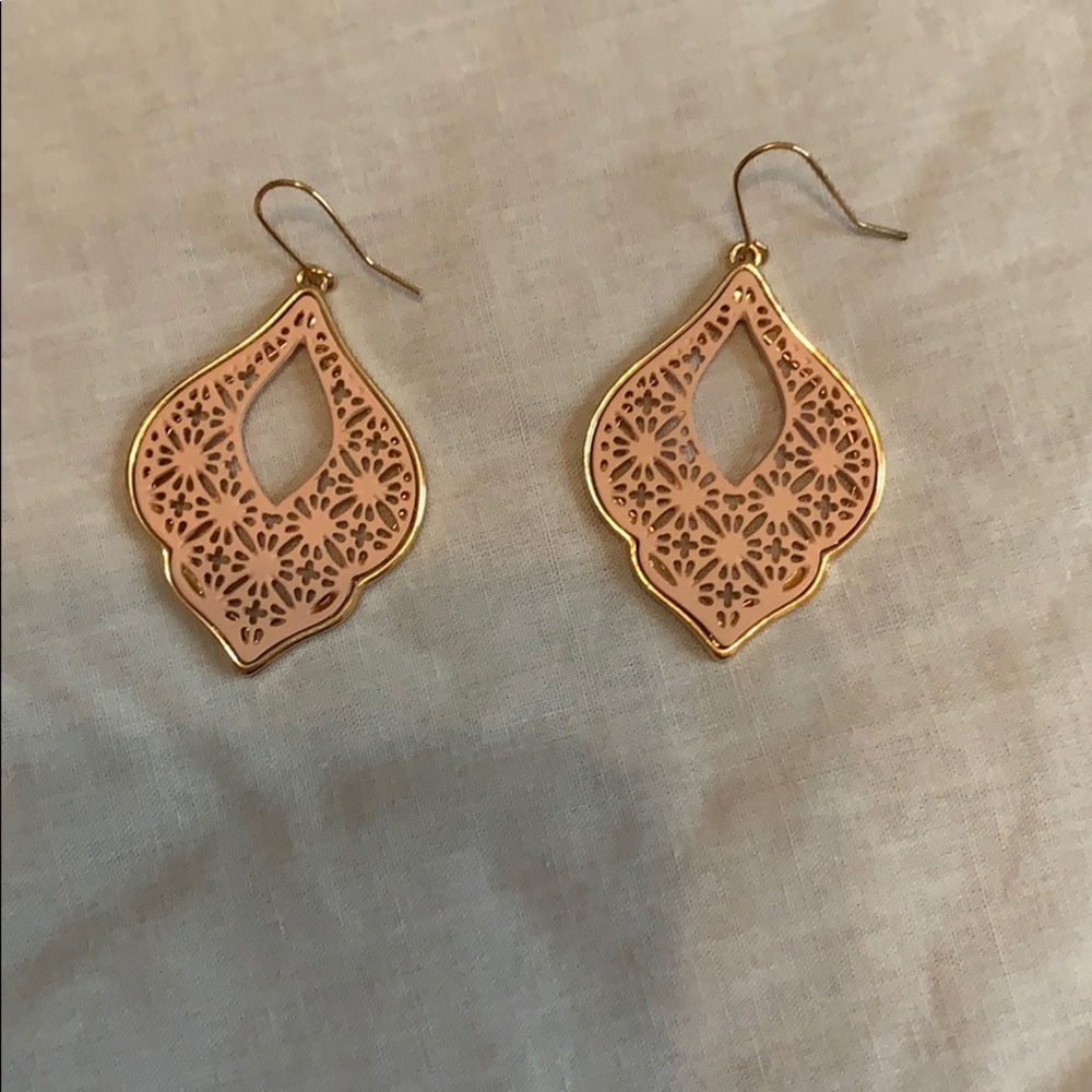 Pink and gold dangle earrings